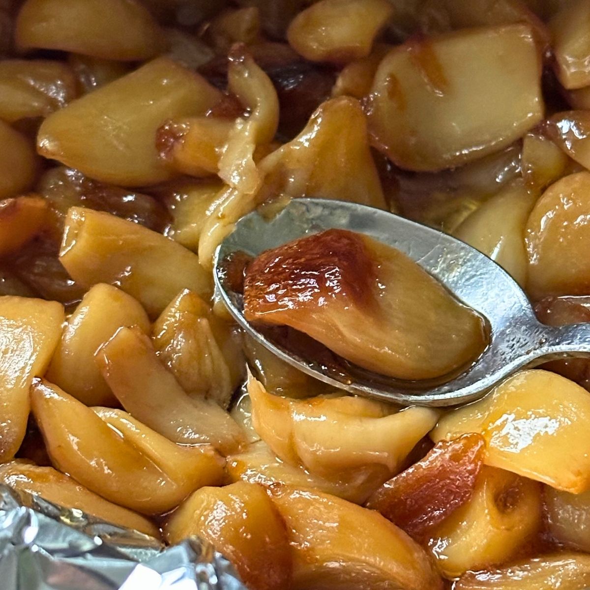 Roasted Garlic on a spoon