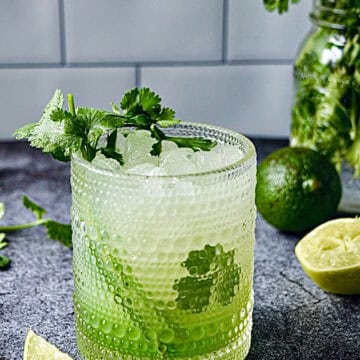 Cilantro limeade garnished with cilantro.